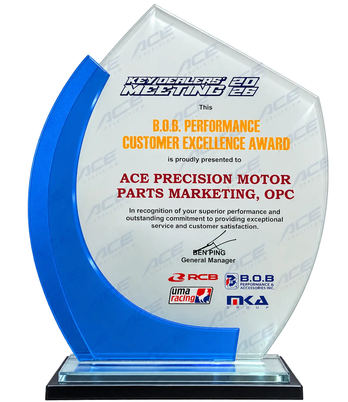 B.O.B. Performance Customer Excellence Award. Key Dealers Meeting 2026.